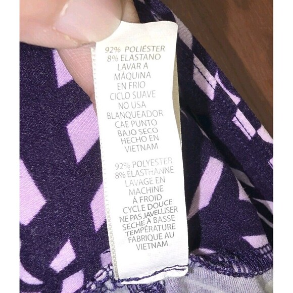 Lularoe One Size Purple & Pink Geometric Patterned Leggings/Yoga Pants (A51) - Picture 4 of 5